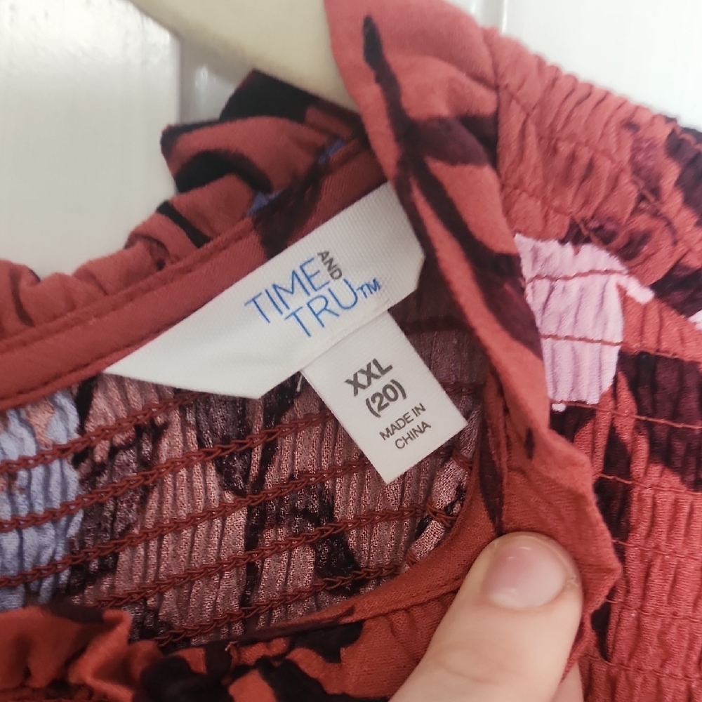 Time and Tru Rust Floral Midi Dress - Picture 2 of 6